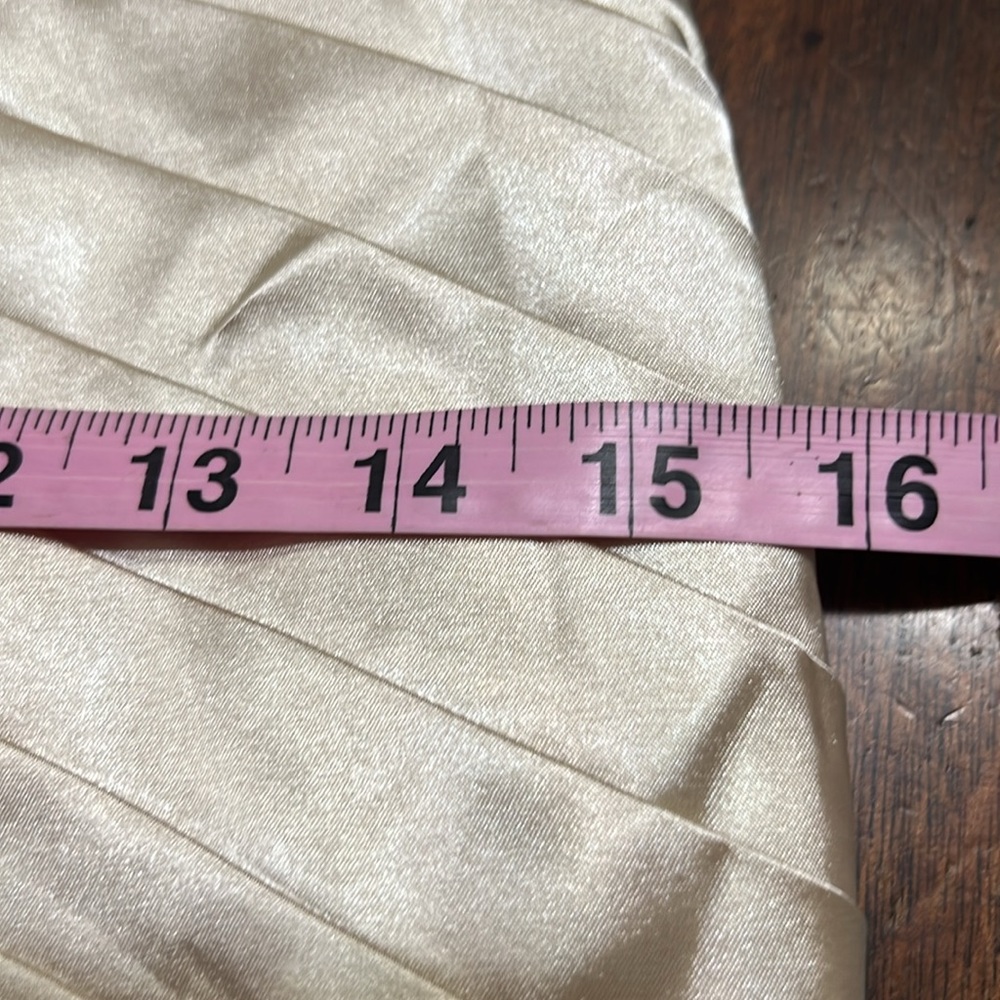 Hebeos Champagne Asymmetrical Lined High Slit Satin Sheen Dress NWT - Picture 11 of 15